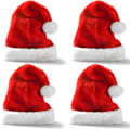 Miniatyrbillede 1 af 5: Premium hatte (4-pak), plys rød fløjl julehatte med hvide manchetter