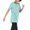 Miniatyrbillede 3 af 8: Stribet top til kvinder med kortærmet T-shirt til afslappet trøje Green,XL