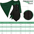 Miniatyrbild 3 av 3: Renässans medeltida klänning Karnevalsklänning maskeradbalsfest dark green+dark khaki 4XL