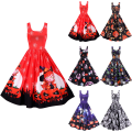 Miniatyrbilde 3 av 4: Dame Ermeløs Halloween Festkjole Rockabilly Swing Kjole A M