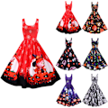Pikkukuva 3 / 4: ady Hihaton Halloween Juhlamekko Rockabilly Swing Mekko C L