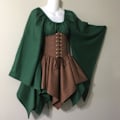 Miniatyrbild 1 av 3: Renässans medeltida klänning Karnevalsklänning maskeradbalsfest dark green+dark khaki 4XL