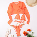Miniatyrbilde 11 av 11: Pustende dame øyegudinne tredelt badedrakt Bikini Langermet mesh Bikini Perfekt for vannaktiviteter Red M