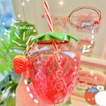 Miniatyrbild 2 av 5: 500 ml Strawberry Straw Cup, söt mjölktekopp, bärbar