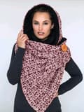 Triangulär halsduk - röd och vit, varm och elegant vinter för kvinnor