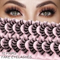 Miniatyrbild 11 av 11: 10 Par Mink Ögonfransar 3D Mink Fransar Tjocka Handgjorda Helremsa Fransar Grymhetsfria Mink Fransar Lösögonfransar Makeup C