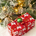 Miniatyrbillede 4 af 5: Vendbart julegavepapir - minirulle - 17 tommer x 33 fod - rød Claus