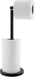 Fritstående toiletpapirholder i rustfrit stål, velegnet til 4 ruller toiletpapir, nem at rengøre, rustfrit stål, 15x55 cm (sort)