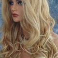 Miniatyrbild 7 av 11: Värme OK Vågigt långt människohår Blend Full Peruk Blond Duet Mix Bangs