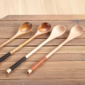 Miniatyrbillede 5 af 5: Træske med langt skaft til kaffe, suppe, krydderier, blanding, teske, redskab Golden B