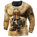 Pikkukuva 4 / 5: Vintage Print T-paita 3d Templar Paita Amerikkalainen pitkähihainen 6 European size-4XL