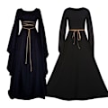 Pikkukuva 4 / 7: Halloween Keskiaikainen Pitkä Maksimekko Goottilainen Cosplay-asu violetti black