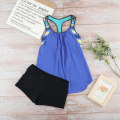 Miniatyrbillede 4 af 6: Damebluse stribet printet Strappy T-Back Push up Tankini-top med shorts，S