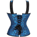 Miniatyrbilde 3 av 5: Korsetter for kvinner Overbust Bustier Topp Gotisk Sexy Skulder Blue6806 XL