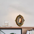 Miniatyrbilde 4 av 5: Retro fotoramme Harpiks Gull Utsmykket struktur Oval Bordplate Fotoramme Smykker Display Stativ Frittstående fotoramme Klart cover med C6 tommer