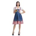 Miniatyrbild 2 av 5: Kvinnors Oktoberfest Beer Maid Costume Bavarian Traditional Dirndl Dress W Denim Red Check kids 125