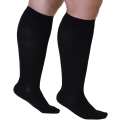 Miniatyrbillede 5 af 5: Kompressionsstrømper - Plus Size - 20-30 mmHg - Unisex - Ekstra bred læg HI - Uigennemsigtig, lukket tå - Sort/7X-stor