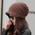 Miniatyrbild 1 av 5: 4 färger Dammode Scarf&hatt med dubbla ändamål Scarfmössa Ny enfärgad Hålla varm Peak Cap Casual Tide Höst Vinter Åkerfräken Kepsar Varma och tjocka Brown