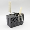 Miniatyrbilde 3 av 11: Dobbelrads saks Oppbevaringsboks Plast Praktisk klipper for etui for Pro Salon Black