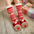 Miniatyrbild 5 av 5: 1 par Golvstrumpor Sherpa Foder Förtjockad Stretchy Soft Comforta Red