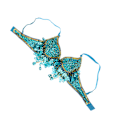 Miniatyrbilde 1 av 5: 1/2/3 Magdans Perlebesatt BH Paljetter Topp Sexy Dansende Sanger Blue 36 Size 1 Pc