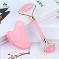 Miniatyrbild 4 av 6: Rosa Gua Sha Tools Massager För Ansikt Hudvård Roller Set green