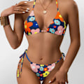 Pikkukuva 5 / 11: Kaksiosainen naisten printtikuvioinen pehmeä Bikini solmittu Naisten uimapuku rantavaatteet Värikkäät Suositut Violetit uima-asut Dark blue bottom S