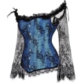 Miniatyrbilde 2 av 5: Korsetter for kvinner Overbust Bustier Topp Gotisk Sexy Skulder 8127blue M