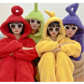 Miniatyrbild 3 av 6: Teletubbies Pyjamas Vuxna barn pojkar flickor söta flickor tecknade hemkläder vinter förtjockning varm Red XL 169-173cm
