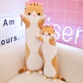 Miniatyrbild 5 av 6: Lång söt katt gosig plysch docka kudde mjuk kudde Pink Grey 50cm（0.18kg）