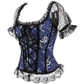 Miniatyrbilde 2 av 5: Korsetter for kvinner Overbust Bustier Topp Gotisk Sexy Skulder 8108blue 4XL