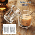 Miniatyrbild 2 av 7: 2 st mätkopp 2 uns/60 ml mini flytande glas hög espresso förtjockad glaskopp med svart linje