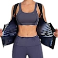 Miniatyrbild 1 av 3: Bastu kostym för kvinnor waist trainer för dam svett linne Shaper för kvinnor med dragkedja Blue 4XL