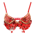 Miniatyrbilde 3 av 5: 1/2/3 Magdans Perlebesatt BH Paljetter Topp Sexy Dansende Sanger Red 36 Size 1 Pc