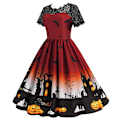 Miniatyrbillede 2 af 4: Kvinders rundhalsede Casual Halloween-kjole red XL
