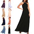 Miniatyrbillede 6 af 6: Damekjole Cross Halter Off Shoulder Brudepigekjole Lang axi Khaki M