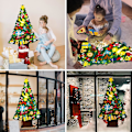 Miniatyrbilde 5 av 5: Filt juletre DIY-sett for småbarnsvegg med 36 stk pynt, 1,1 meter filtgave