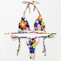 Pikkukuva 10 / 11: Kaksiosainen naisten printtikuvioinen pehmeä Bikini solmittu Naisten uimapuku rantavaatteet Värikkäät Suositut Violetit uima-asut Dark blue bottom S