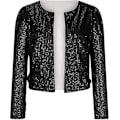 Miniatyrbillede 2 af 5: Dame Pailletjakke Åben Front Jakke Party Jul Pufærme Glitrende Frakker Black 2XL