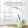 Miniatyrbillede 2 af 5: Bordlampe til børn, sengelampe med svanehals 3 lysstyrkeniveauer, dæmpbar LED-bordlampe med trykknap og penholder, grøn NO:2