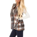 Miniatyrbilde 2 av 3: Kvinner Vest Slag Åpen Front Buffalo Plaid Ermeløs Cardigan Jakke Kåpe med