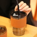 Miniatyrbild 10 av 11: Lock och sugrör Transparent Bambu Cup Mjölk Kaffe Mugg Tea Cup Str amber 400ml
