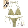 Pikkukuva 3 / 5: Naisten riimubikinit Kolmio Ribbineulottu String Smokki Uima-asut Cheeky Thong