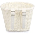 Miniatyrbild 4 av 5: Barn Cykelkorg Fram Vävd Wicker Cykelkorg Med Styre Streamers White