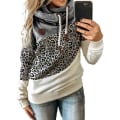 Miniatyrbillede 1 af 3: Hættetrøje til kvinder med turtleneck sweatshirt hoodie sport camo trøje Leopard + grey XL