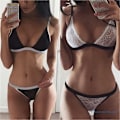 Miniatyrbild 6 av 7: Kvinnor Spets Print Bralette Underkläder Set White XL