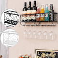 Miniatyrbild 3 av 8: Väggmonterad järn Vinställ Flaska Champagneglashållare White 25*10*17cm