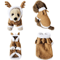 Miniatyrbild 1 av 6: Hund Katt Jul Ren Dräkt, Rolig Pet Älg Cosplay Klänning, Valp Fleece Outfits Varm Luvtröja Xmas Apparel Kläder XL