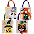 Miniatyrbillede 1 af 7: Halloween Canvas Stoffposer, Børne Canvas Trick or Treat-poser, Goodiebags, Slikpose til Fest, Halloween Party Favor Poser, 4-pak