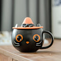 Miniatyrbillede 4 af 11: Keramisk sød sort katte kaffekop Te kop Halloween-gaver til katteelskende Cou null - 3